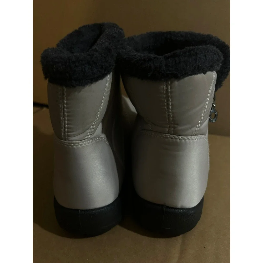 Quilted Nylon Boots Faux Fur Lined Tan Ankle Booties 43 Women Size 11‎ Zip Up